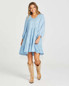 Davie Tiered Dress - Chambray