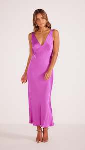 Gaia Bias Slip Midi Dress - Fuschia