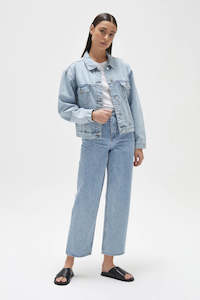 Clothing: Relaxed Denim Jacket - Light Stone