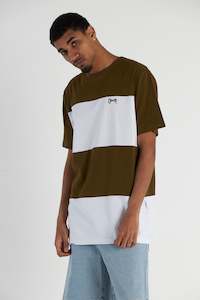 Colour Blocking Tee - Olive/White