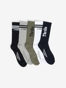 Minimal Thrills 5 Pack Sock - Multi