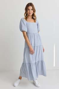 Sparrow Tiered Maxi Dress - Blue Stripe