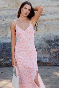 Otherworldly Silhouette Bias Slip Dress - Pink