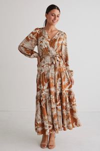 Clothing: Twilight Floral Maxi Dress - Rust