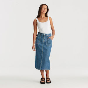 Hi Midi Skirt - Blue Morning