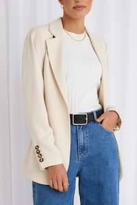 Clothing: Bound Belted Blazer - Bone