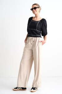 Clothing: Expectation Contrast Stitch Top - Black