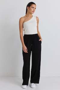 Townie Velvet Stripe Pant - Onyx