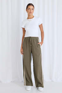 Townie Stripe Side Wide Leg - Olive