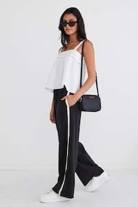 Townie Stripe Side Wide Leg - Black