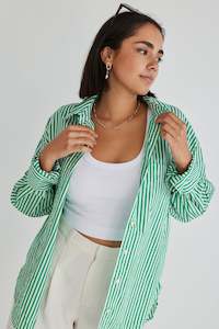 You Got This Stripe Poplin Oversized Shirt - Green