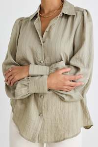 Bloom Blouse - Khaki Stripe