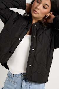 Apex Collarless Puffer Jacket - Black