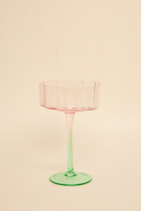 Bloom Wavy Pink Green Cocktail Glass