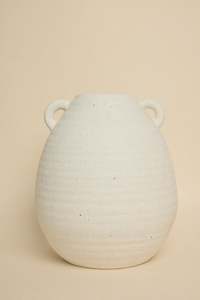 Double Handle White Textured 24cm Large Urn