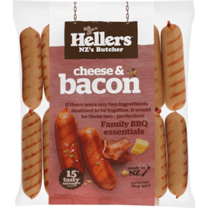 HELLERS CHEESE & BACON SAUSAGES (1kg)