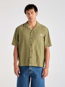 Clothing: Box Holiday Shirt - Moss Stripe