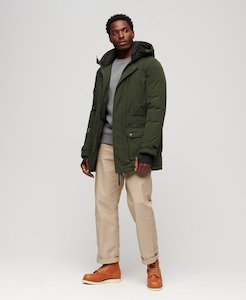 Clothing: City Padded Parka Jacket- Olive Green