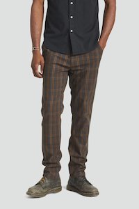 Clothing: Choice Chino Pant - Brown/Blue Plaid