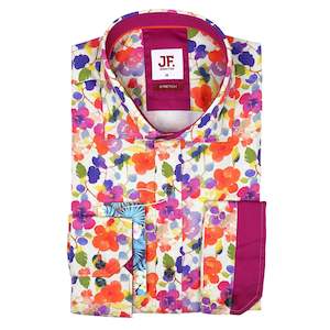 Clothing: Long Sleeve Print Shirt - Coloured Floral Print