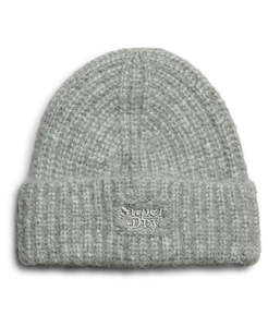 Rib Knit Beanie Hat - Grey Marle