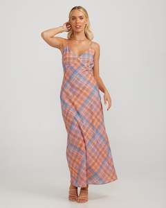 Kiera Maxi Dress - Peachy Check