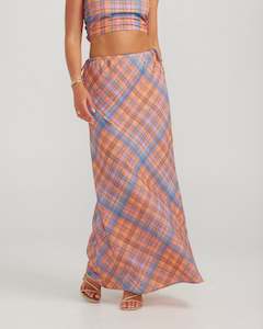 Bethany Maxi Skirt - Peach Check