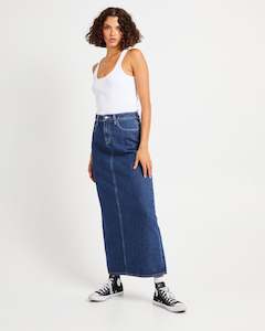 Clothing: Signature Mid Maxi Skirt - Essential Rinse