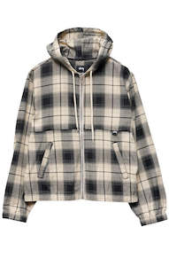 Clothing: Shadow Plaid Zip Work Jacket - Black/Tan