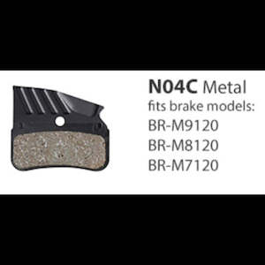 Bicycle and accessory: Shimano BR-M9120/ M8120 4-Piston Disc Brake Pads w/Fin N04C Metal 1 Pair