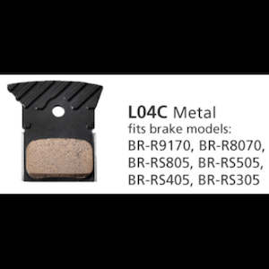 Bicycle and accessory: Shimano Road Disc Brake Pads Finned L04C Metal 1 Pair