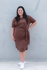 Clothing: *SADIE SIDE KNOT DRESS BROWN