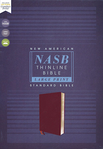 NASB Large-Print Thinline Bible, Red Letter Edition--bonded leather, burgundy. C…