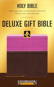 NRSV Bible Deluxe Gift with Apocrypha Flexisoft Tri-Colour Chocolate Pink by Hen…