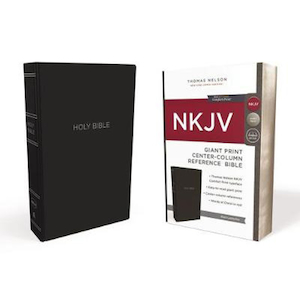 NKJV Center Column Reference Bible Giant Print Black Leather-Look. Christian Resource Centre