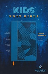 NLT Kid's Bible Thinline Reference Edition Camo Blue LeatherLike 8.75 point…