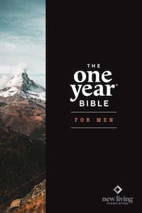 Bibles: NLT One Year Bible for Men paperback 9.25 point font