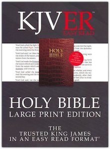 KJVER Large Print Bible walnut alligator bonded leather 12 point font