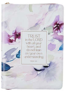 Gifts: Trust in the Lord Plum Floral Faux Leather Classic Journal with Zipper Closure - Proverbs 3:5