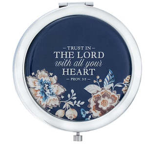 Gifts: Trust in the Lord Silver Metal Compact Mirror - Proverbs 3:5