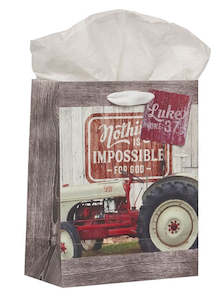 Nothing is Impossible Red Vintage Farm Medium Gift Bag - Luke 1:37