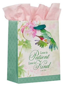 Love is Patient Hummingbird Medium Gift Bag - 1 Corinthians 13:4