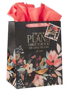 Hope and a Future Midnight Botanical Large Portrait Gift Bag - Jeremiah 29:11