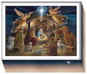 Holy Light Nativity, Box of 15 Glitter Christmas Cards