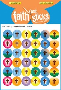 Easter: Cross Miniatures, Faith that Sticks. Six sheets, 36 stickers per sheet; 216 stickers per package.