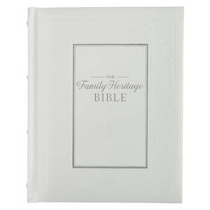 NLT Family Heritage Bible White Faux Leather  12.5 point font