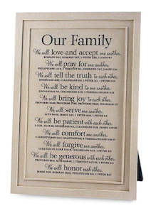 Our Family Small Word Study Cast Stone Plaque various verses