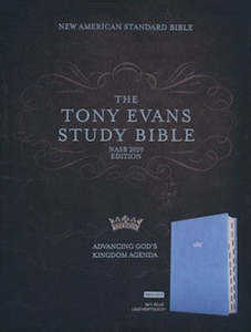 NASB Tony Evans Study Bible powder blue leathertouch INDEXED 9.75 font