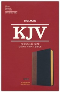 KJV Personal Size Giant Print Bible black/brown leathertouch INDEXED 12 point font