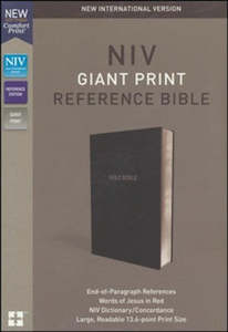 NIV Giant Print Reference Bible Black Leather-Look Easy-to-read 13.5-point print size